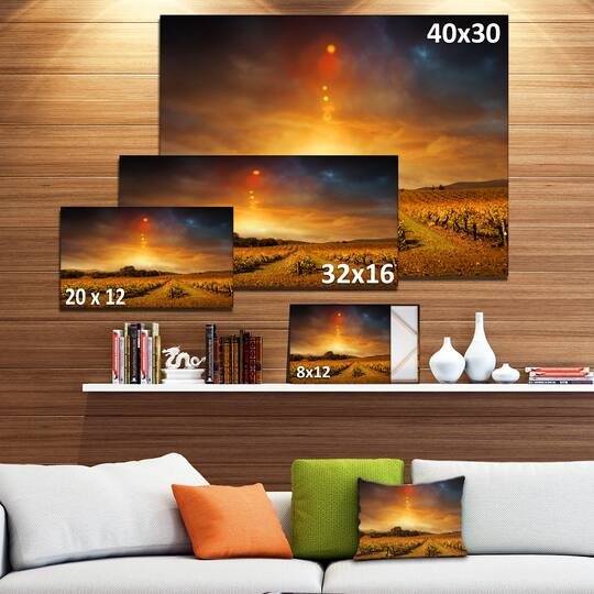 Designart - Yellow Autumn Vineyard Sunset